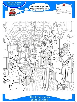 Çocuklar İçin Barbie ve Yeni Yıl Hikayesi Boyama Sayfaları 